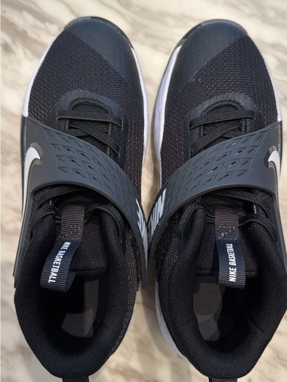 Nike Black and White Basketball Sneakers with Velcro strap and no tie laces